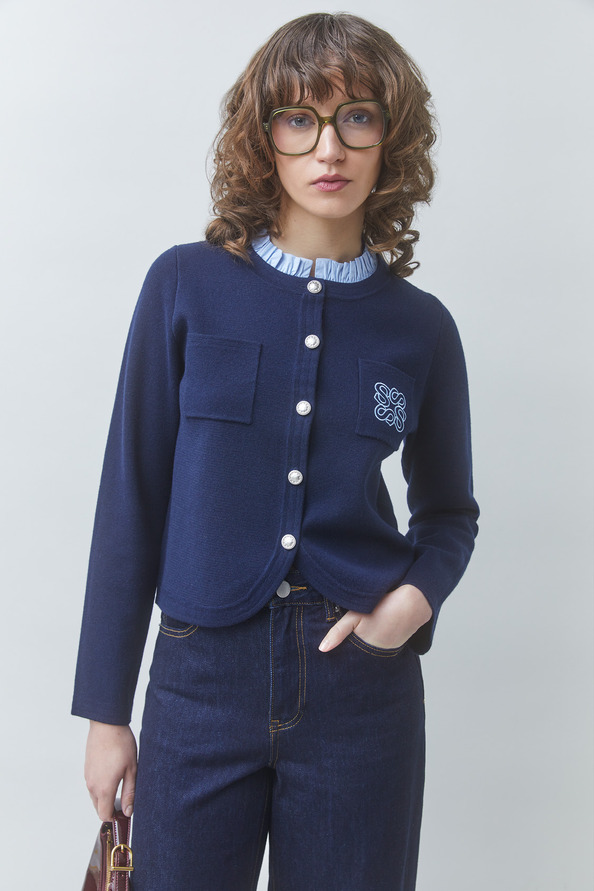 GEOLA Two-tone embroidered fancy cardigan