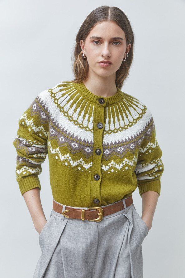GAMORI Wool jacquard cardigan