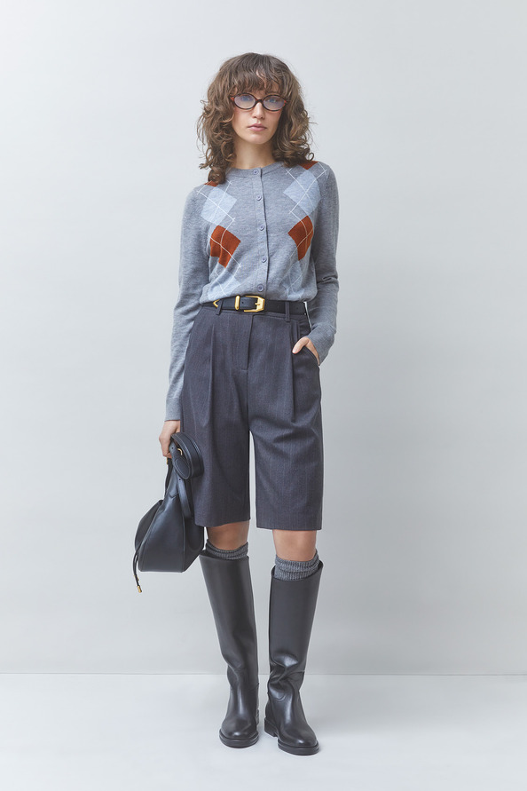 GISCA Wool cardigan with diamond pattern