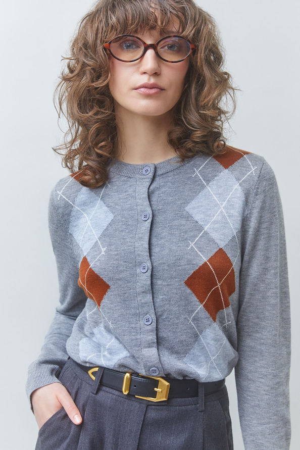 GISCA Wool cardigan with diamond pattern