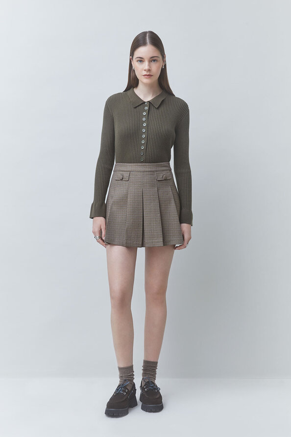 GARDA Buttoned thin khaki cardigan