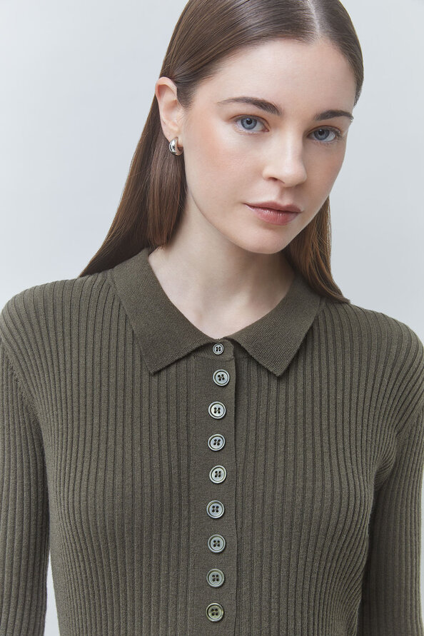 GARDA Buttoned thin khaki cardigan