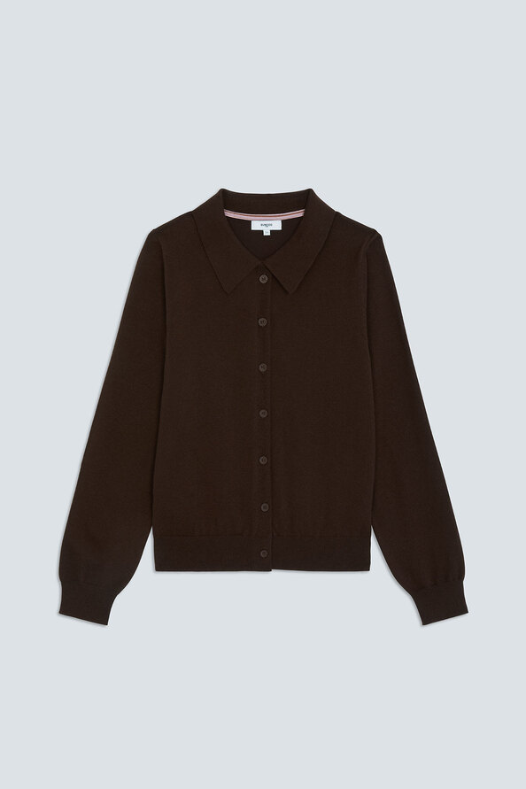GALLA Coffee patterned wool cardigan