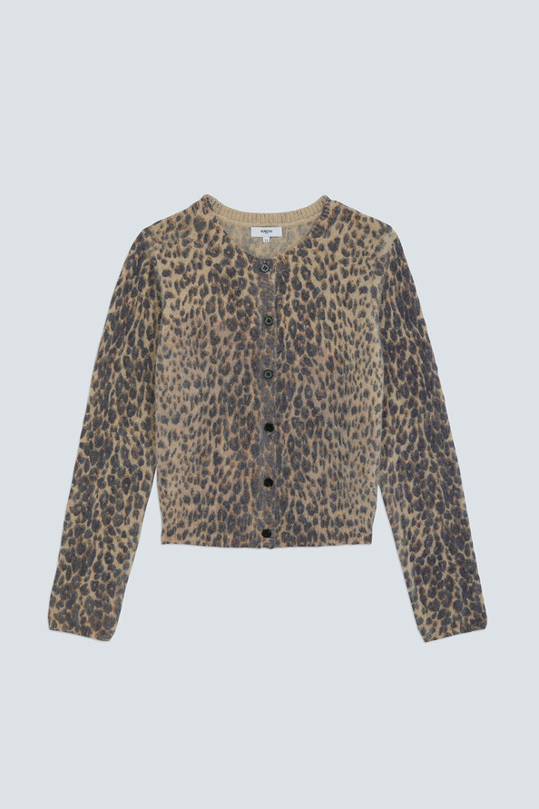 GACIA Beige leopard print cardigan