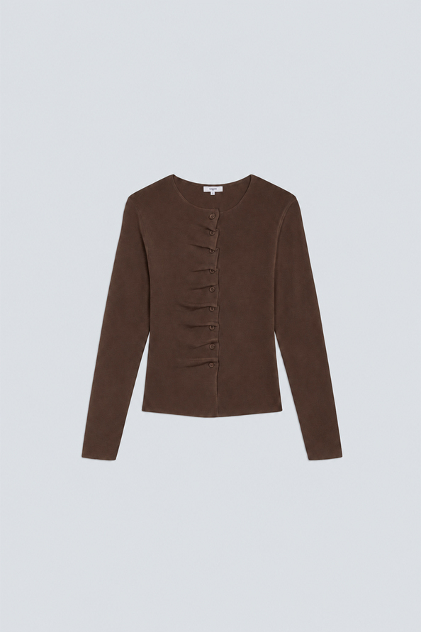 GAMIRA Coffee button-down pleated cardigan