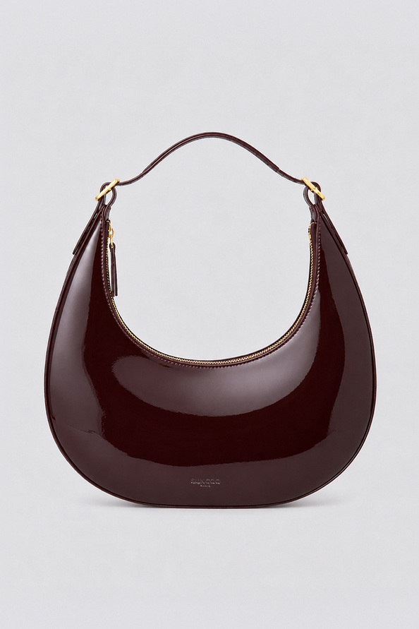 ALBA Plum leather half-moon handbag
