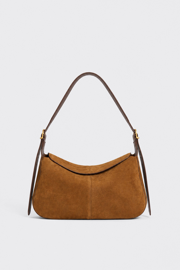 CARMEN Camel suede handbag